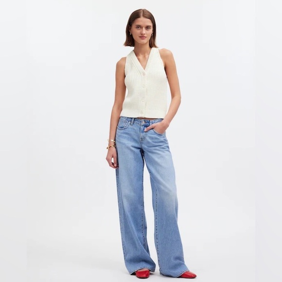 Madewell Cutaway Sweater Vest Bright Ivory Size S - Picture 6 of 12